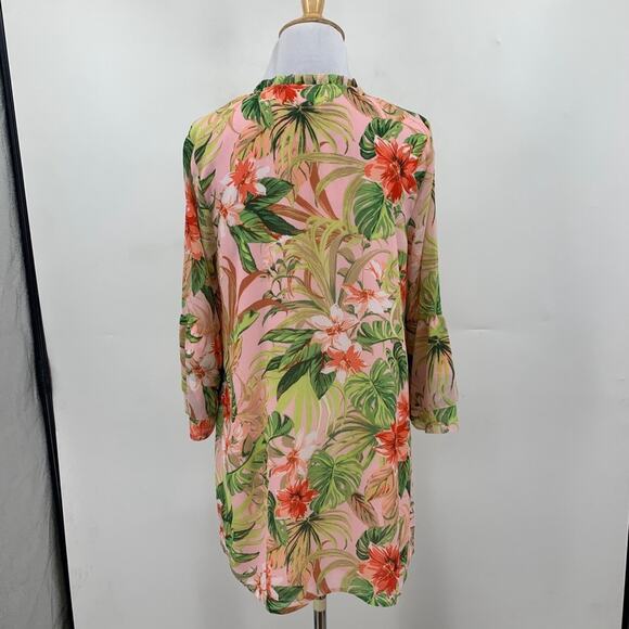 J Jill Tunic Womens XS Extra Small SeashellTropical Floral Side Slit Lined - Picture 6 of 13
